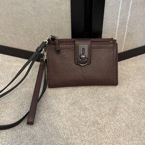 Vince Camuto Brown Leather Sanna Crossbody Wallet Bag